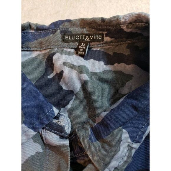 Elliott & Vine Womens Blue Camouflage Tiered dress with pockets Size 2X New - Picture 11 of 16